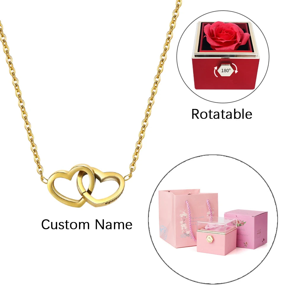 Rose Jewelry Box - Engraved Necklace